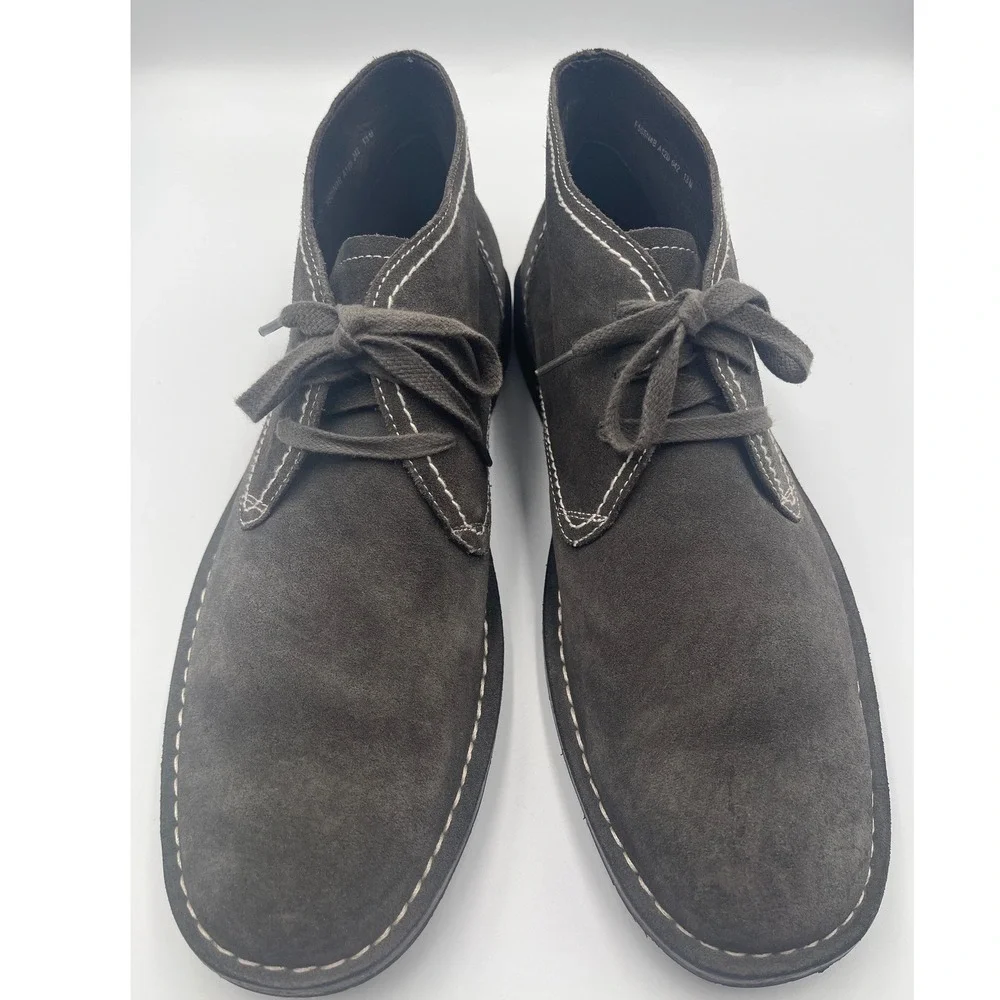 John Varvatos Gray Suede Chukka Boots Mens 13 Premium Leather Lace Up